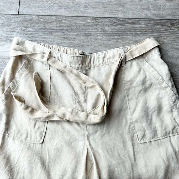 M&S Collection Beige Colour Pure Linen Cargo  Pants - Picture 3 of 14